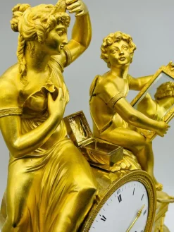 Pamono Royal Empire Fire-Gilt Mantel or Pendulum Clock, Paris, 1805-1815><noscript><img width=