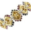 Pamono Ruby & White and Yellow Gold Link Bracelet with White Diamonds and Blue Sapphires> Bracelets