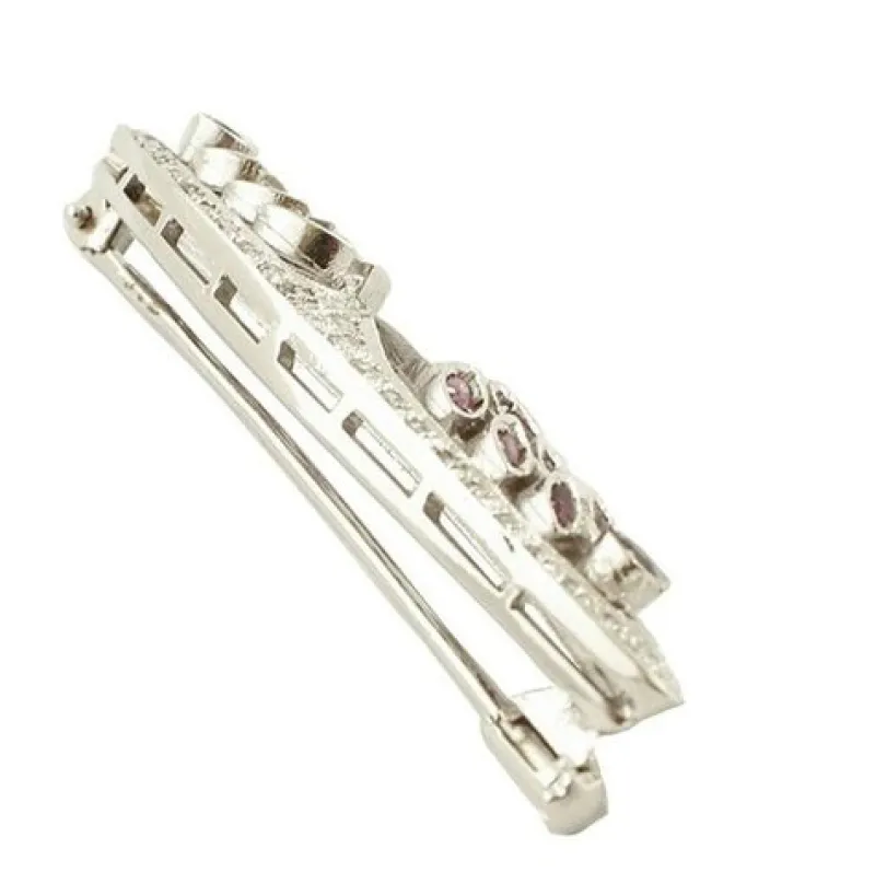 New Pamono Ruby, Diamond and White Gold Brooch