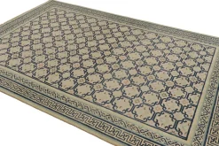 Pamono Rug in Beige with Blue Geometric Patterns from R&K Principal Jahanshah Nazmiyal><noscript><img width=