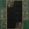 Sale Pamono Rug in Black and Green with Floral Pattern from R&K Principal Jahanshah Nazmiyal