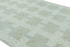 Hot Pamono Rug in Green and Blue with Geometric Patterns from R&K Principal Jahanshah Nazmiyal
