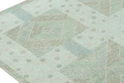 Hot Pamono Rug in Green and Blue with Geometric Patterns from R&K Principal Jahanshah Nazmiyal