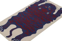 Pamono Rug with Blue and Red Pictorial from R&K Principal Jahanshah Nazmiyal