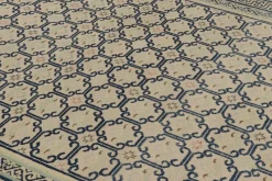 Pamono Rugs in Beige with Blue Geometric Patterns from R&K Principal Jahanshah Nazmiyal> Carpets & Textiles|Carpets & Textiles