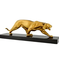 Best Pamono Rulas, Art Deco Sculpture of a Panther, 1930, Bronze on Marble Base