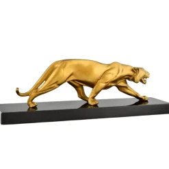 Best Pamono Rulas, Art Deco Sculpture of a Panther, 1930, Bronze on Marble Base