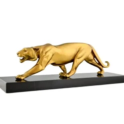 Best Pamono Rulas, Art Deco Sculpture of a Panther, 1930, Bronze on Marble Base