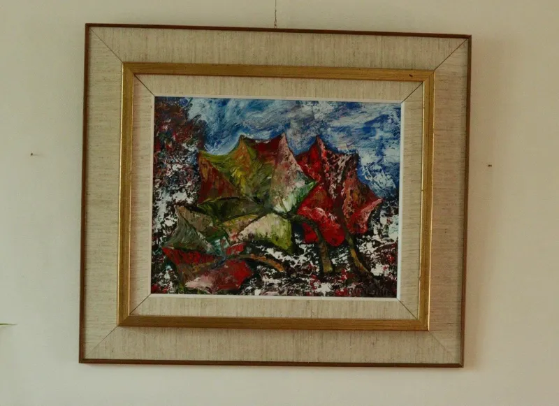 Pamono Rune Thiel, Abstract Leafs, 1960s, Oil on Canvas> Contemporary|Abstraction