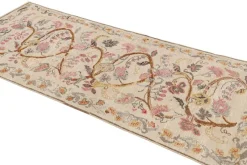 Pamono Runner Rug in Cream with Floral Patterns from R&K Principal Jahanshah Nazmiyal><noscript><img width=