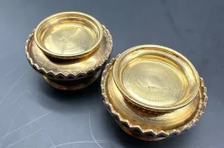 Best Pamono Russian Salt Cellars in Cloisonné Champlevé and Gilded Silver by Pavel Ovchinnikov, Set of 2