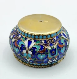 Pamono Russian Silver and Enamel Salt Cellar, 1890s> Salt & Pepper Shakers