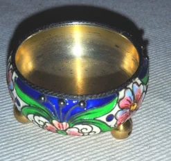 Pamono Russian Silver and Enamel Gilded Salt Cellar, 1890s><noscript><img width=