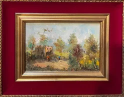 Pamono Russo, Rural Landscape, 20th Century, Oil Painting on Panel, Framed> Painting