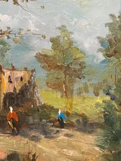 Pamono Russo, Rural Landscape, 20th Century, Oil Painting on Panel, Framed><noscript><img width=