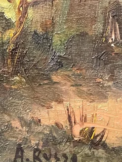 Pamono Russo, Rural Landscape, 20th Century, Oil Painting on Panel, Framed><noscript><img width=