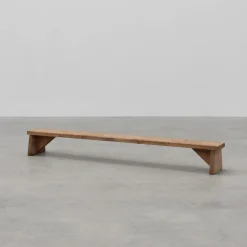 Discount Pamono Rustic French Wooden Low Bench in the style of Wabi Sabi, 1880s