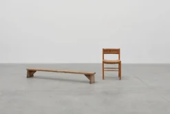 Discount Pamono Rustic French Wooden Low Bench in the style of Wabi Sabi, 1880s