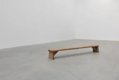 Discount Pamono Rustic French Wooden Low Bench in the style of Wabi Sabi, 1880s