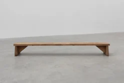 Discount Pamono Rustic French Wooden Low Bench in the style of Wabi Sabi, 1880s