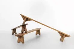 Pamono Rustic Low Bench in Wood, France, 1850s><noscript><img width=