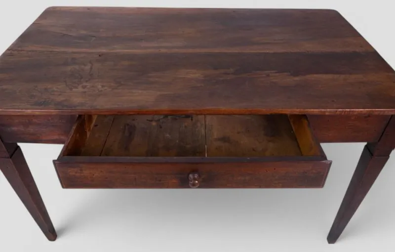 Discount Pamono Rustic Walnut Worktable with Central Drawer
