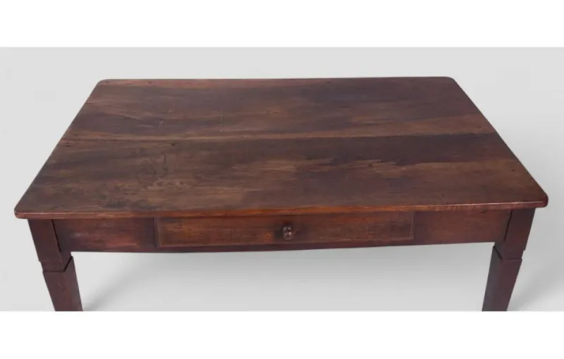 Discount Pamono Rustic Walnut Worktable with Central Drawer