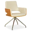 Pamono S 847 Swivel Chair in Cream Leather and Brown Wood from Thonet> Office Chairs