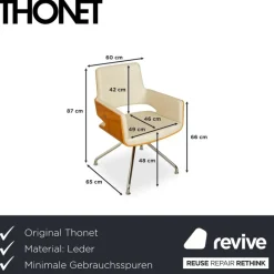 Pamono S 847 Swivel Chair in Cream Leather and Brown Wood from Thonet> Office Chairs