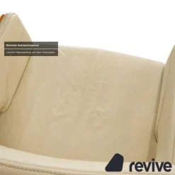 Pamono S 847 Swivel Chair in Cream Leather and Brown Wood from Thonet><noscript><img width=