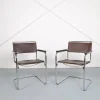 Pamono S34 Cantilever Chairs in Brown Leather and Chrome by Mart Stam for Thonet, Germany, 1970s, Set of 2> Side Chairs & Dining Chairs