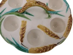 Pamono 1920s French Majolica Egg Holder Caddy><noscript><img width=
