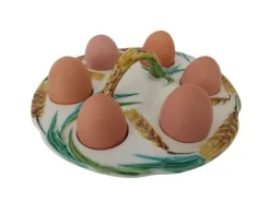 Pamono 1920s French Majolica Egg Holder Caddy><noscript><img width=