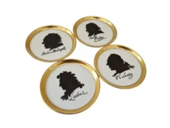 Clearance Pamono 1970s Furstenberg Porcelain Drink Coasters With German Philosopher Silhouette Portraits, Set of 4
