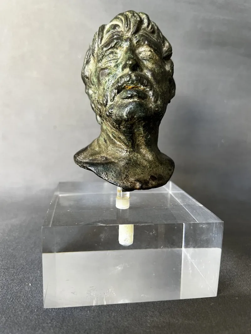 Pamono Sabatino De Angelis School Artist, Grand Tour Bust of Seneca, 1800s, Bronze> Old Masters