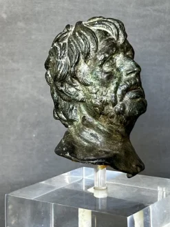 Pamono Sabatino De Angelis School Artist, Grand Tour Bust of Seneca, 1800s, Bronze><noscript><img width=