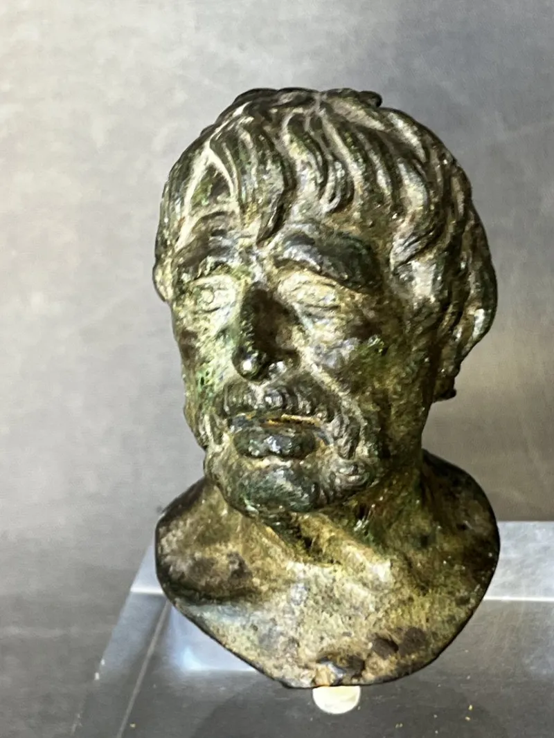 Pamono Sabatino De Angelis School Artist, Grand Tour Bust of Seneca, 1800s, Bronze> Old Masters