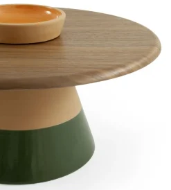 Pamono Sablier Walnut and Clay Coffee Table by Morica Design><noscript><img width=