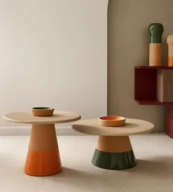 Pamono Sablier Walnut and Clay Coffee Table by Morica Design><noscript><img width=