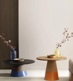 Pamono Sablier Walnut and Clay Coffee Table by Morica Design><noscript><img width=