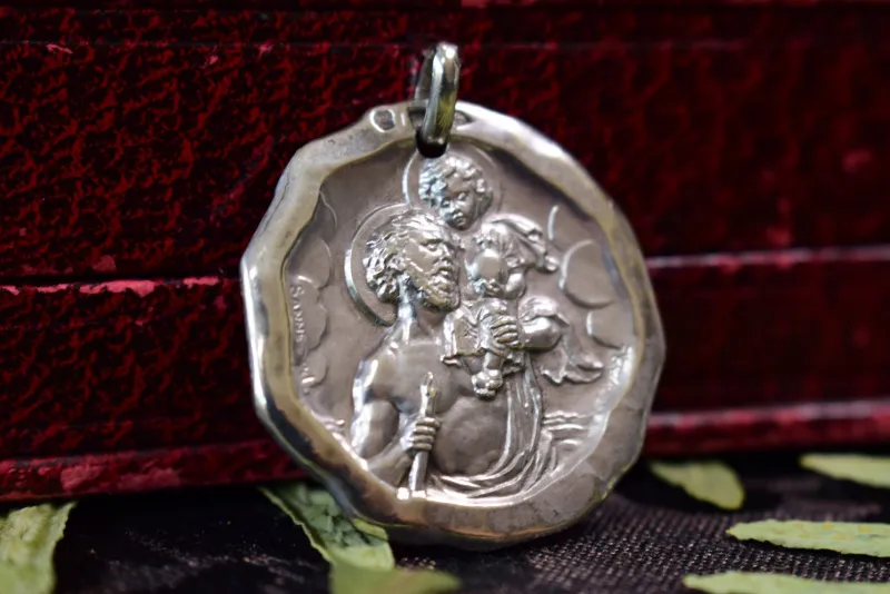 Hot Pamono Saint Christopher Silver Medal Pendant by C.Charl, 1930s