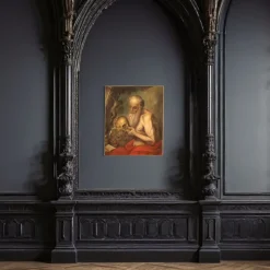 Pamono Saint Jerome, 17th-Century, 1670, Oil on Canvas, Framed><noscript><img width=