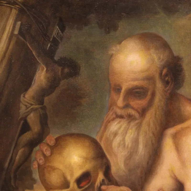 Pamono Saint Jerome, 17th-Century, 1670, Oil on Canvas, Framed> Old Masters