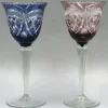 Pamono Saint Louis Lead Crystal Overlay Roman Wine Glasses in Cobalt Burgundy, 1890s, Set of 2> Glassware