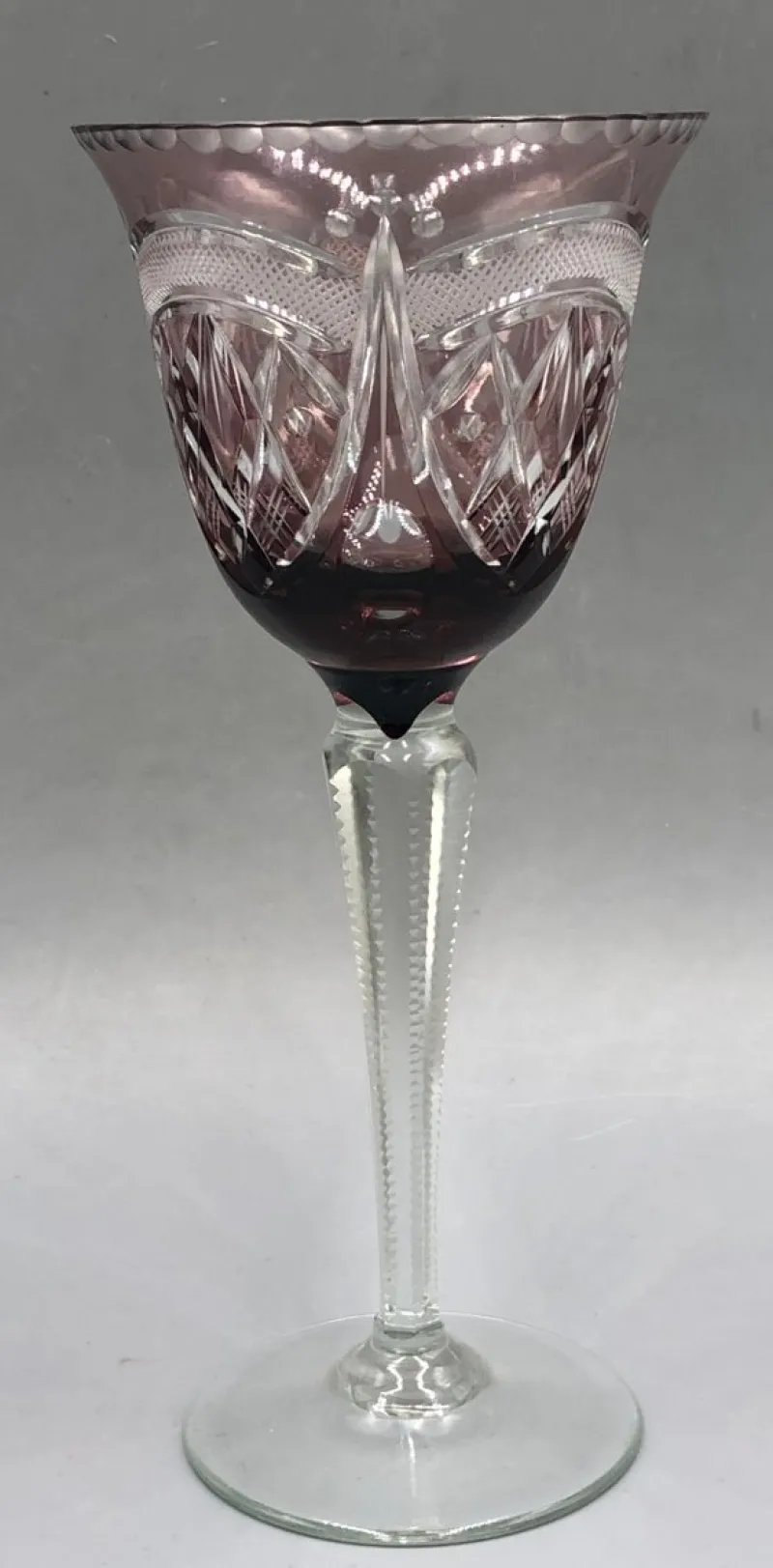 Pamono Saint Louis Lead Crystal Overlay Roman Wine Glasses in Cobalt Burgundy, 1890s, Set of 2> Glassware
