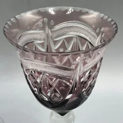 Pamono Saint Louis Lead Crystal Overlay Roman Wine Glasses in Cobalt Burgundy, 1890s, Set of 2><noscript><img width=