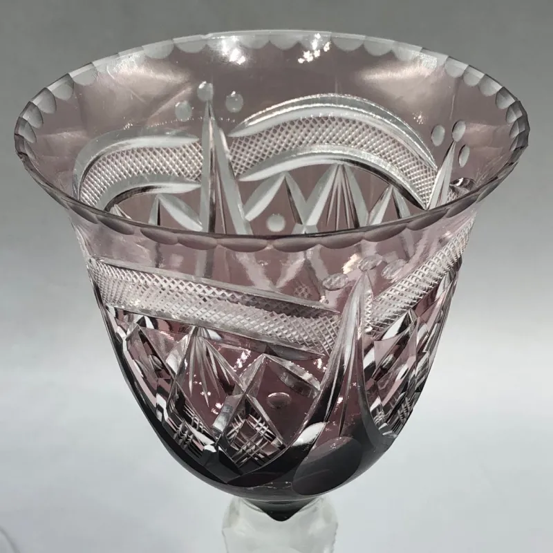 Pamono Saint Louis Lead Crystal Overlay Roman Wine Glasses in Cobalt Burgundy, 1890s, Set of 2> Glassware