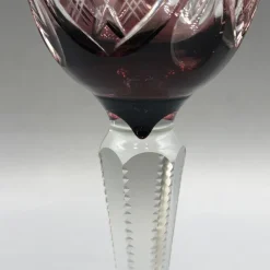 Pamono Saint Louis Lead Crystal Overlay Roman Wine Glasses in Cobalt Burgundy, 1890s, Set of 2><noscript><img width=