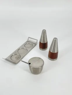 Pamono Salt & Pepper Shaker and Mustard Pot from Stelton, Denmark, 1950s, Set of 4><noscript><img width=