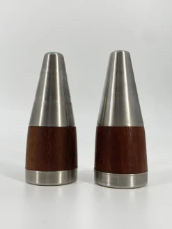 Pamono Salt & Pepper Shaker and Mustard Pot from Stelton, Denmark, 1950s, Set of 4><noscript><img width=